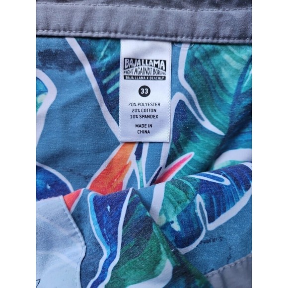 Baja Llama Shipwrecks 18" Inside Out Board Swim Shorts Sz 33 EUC - Picture 5 of 10
